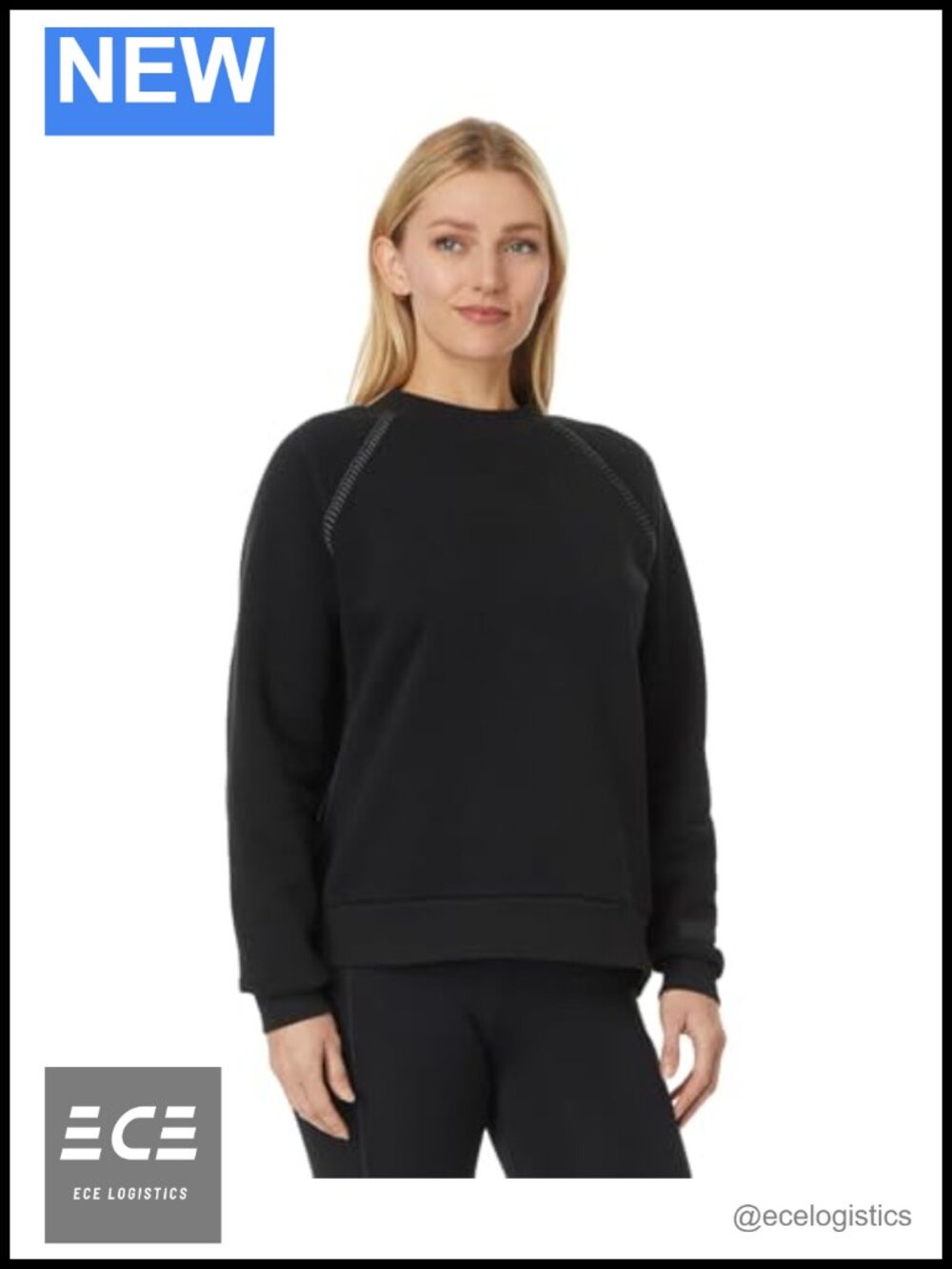 Whipstitch Crewneck Sweatshirt Raglan Sleeve Pullover Cotton Blend